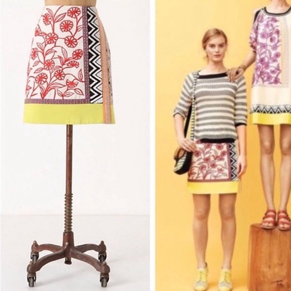 Leif Notes Anthropologie Brimming Borders Multi-Pattern Aline Skirt - Picture 10 of 10
